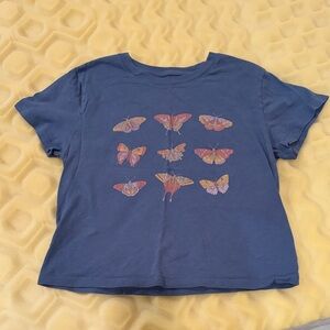 American Eagle Outfitters Blue Tee with Butterfly Design I ACCEPT OFFERS